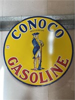 Enamel CONOCO GASOLINE Enamel Sign Double Sided