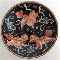 19thc Chinese Porcelain Lions Charger 12"W