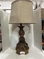 Brown and White Lamp with Beige Shade