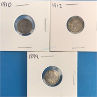 Lot of 3 Silver 5 Cents