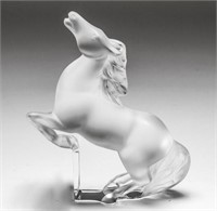 Lalique Crystal "Rearing Kazak" Horse Sculpture
