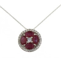 Genuine 3.10 ct Ruby & Zircon Designer Necklace