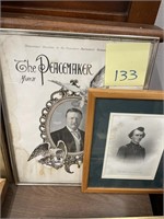 2 Vintage Historic Pics in Frame - Roosevelt, etc