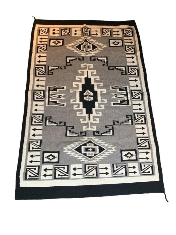 Navajo Rug "Two Grey Hills" Pattern 81.5" x 52"