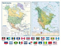 North America Political & Physical Continent Map w