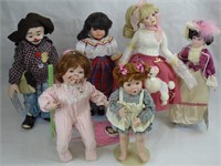 Porcelain Collectible Dolls. Lot of 6