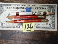 3ct Old Pencils 2 Coke & 1 Garfield