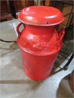RED METAL DBL HANDLE MILK CAN
