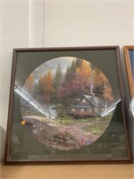 Round Cabin Puzzle Framed  approx 30in x 30in