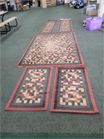 5 MATCHING RUGS - 2 RUNNERS, 1 AREA, 2 DOOR