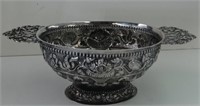 DUTCH OR BELGIAN SILVER REPOUSSE HAND CHASED BOWL