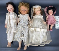 4 Dolls From 1950s w Sleepy Eyes