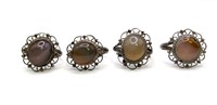 (4) STERLING FILIGREE CABOCHON RINGS