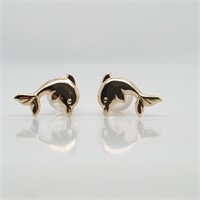 14K YELLOW GOLD DOLPHIN SAHPED EARRINGS (~WEIGHT