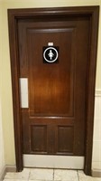 washroom door with hydraulic closer