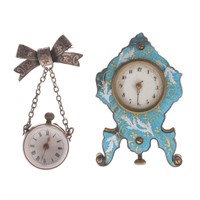 A Miniature Clock & a Ball Watch Brooch