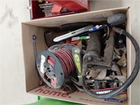 box of tools, wire and miscellaneous
