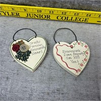 2 Heart Shaped Decorations