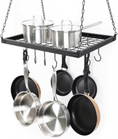 Pot Pan Rack with Shelf Grid  Ceiling Mounted