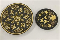 2 Gilt Decorated Metal Plates