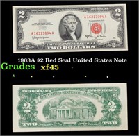1963A $2 Red Seal United States Note Grades xf+