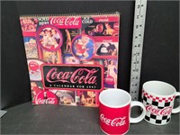 Coca Cola Calendar & Two Mugs