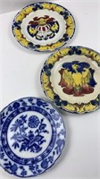 French plates Keller & Guerin + Dresden flow blue