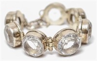 Sterling Crystal Quartz Gem Stone Bracelet