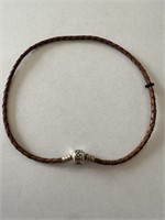 STERLING SILVER PANDORA LEATHER NECKLACE