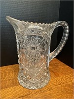 Heavy Cut Glass Pitcher