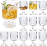 Ribbed Wine Glasses Set of 12  8oz Short Stem