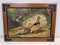 Pointer & 2 grouse in 38" X 28" wood frame