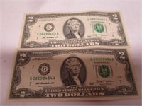 2 -2009 UNCIRCULATED $2 FEDERAL RESERVE NOTES