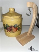 Handpainted Crock with Fruit Stand