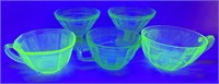 Uranium Glass Sorbet Cups & Handle Cups