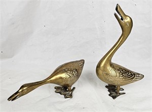 2 Vintage Brass Geese