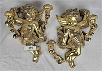 Large Plastic Cherub Candle Holders Needs Repair