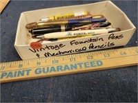 Lot of Vintage Adv Fountain Pens, Pencils
