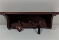 Wooden Burgundy Wall Shelf With Primitive Decor