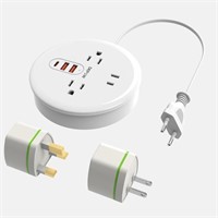 European Travel Plug Adapter with USB C, EU/UK/US