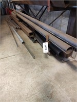 box steel tubing and misc on lower shelf and