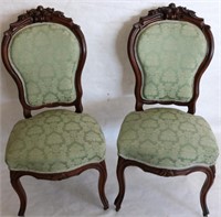 PAIR OF ORNATELY CARVED VICTORIAN WALNUT