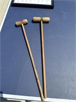 Antique croquet mallets both are 22” long
