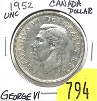 1952 Canadian dollar, Unc.