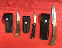 Vintage Folding Pocket Knives W/Cases- Includes