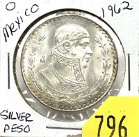 1962 Mexico peso, silver