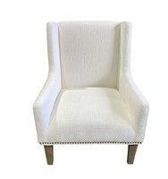 White Fabric Studded Accent Chair *light Use*