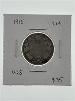 1915 Canada Silver 25 Cents