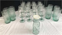 Celadon Colored Glassware/Stemware and more
