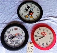Dairy Queen, Harley Davidson & Disney Wall Clocks